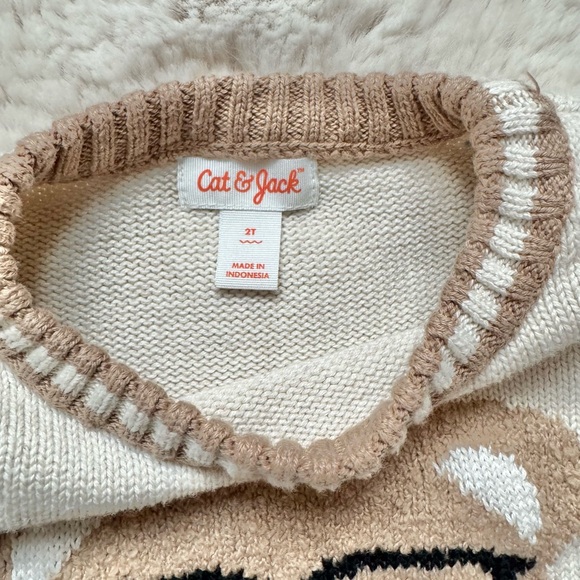 Cat & Jack Teddy Bear Cable Knit Sweater 2T - Picture 3 of 6